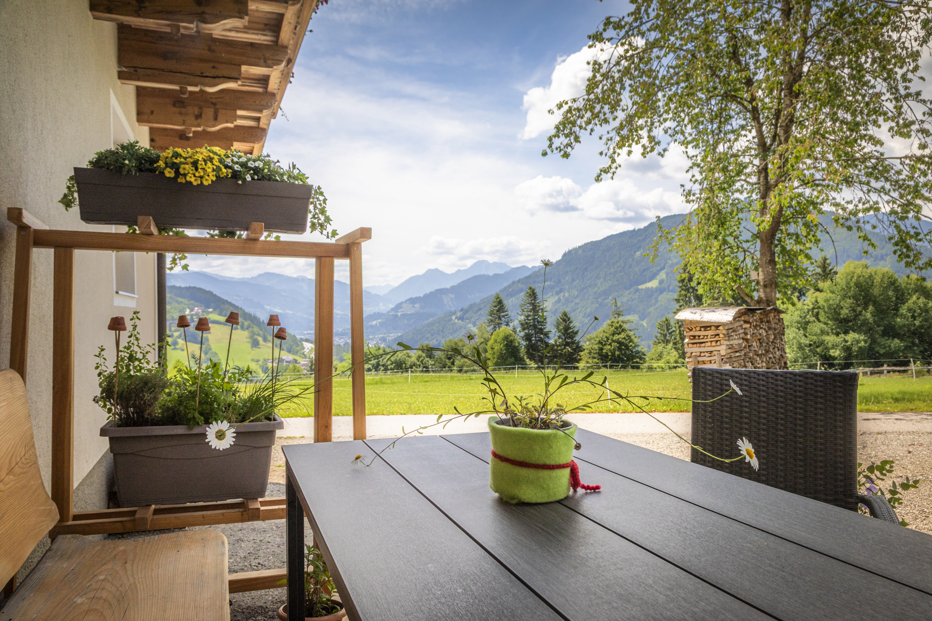 Terrasse der Ferienwohnung Maierlehen
